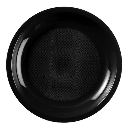 Assiette Dure Réutilisable Plate Noir PP Ø22cm (600 Utés)