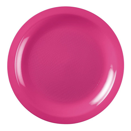 Herbruikbare harde bord Plat fuchsia "Rond" vormig PP Ø22 cm (50 stuks) 