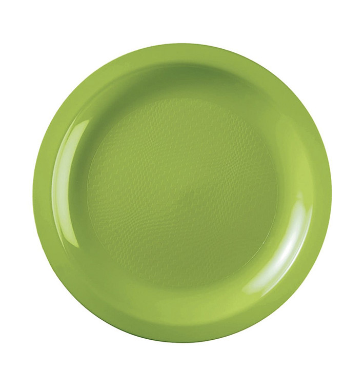 Assiette Plastique Réutilisable Plate Vert citron PP Ø220mm (25 Utés)