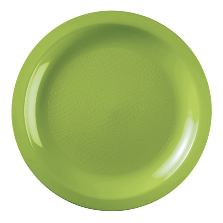 Assiette Dure Réutilisable Plate Vert citron PP Ø22cm (25 Utés)