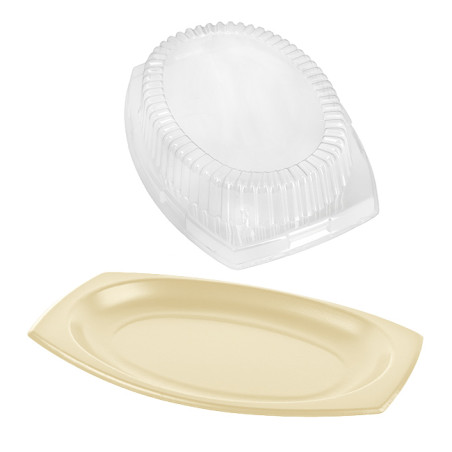 Assiette Thermique FOAM Miel avec Couvercle 230x180mm (500 Utés)