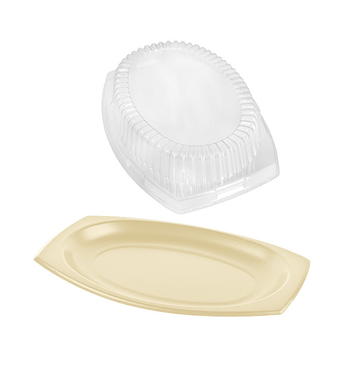 Assiette Thermique FOAM Miel avec Couvercle 230x180mm (125 Utés)