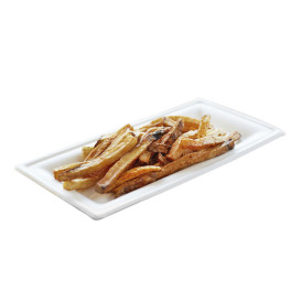 Suikerriet dienblad Bagasse wit 25,5x12,7 cm (50 stuks) 