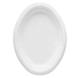 Plateau Canne à Sucre Bagasse Blanc 25,4x17,5 cm (500 Utés)