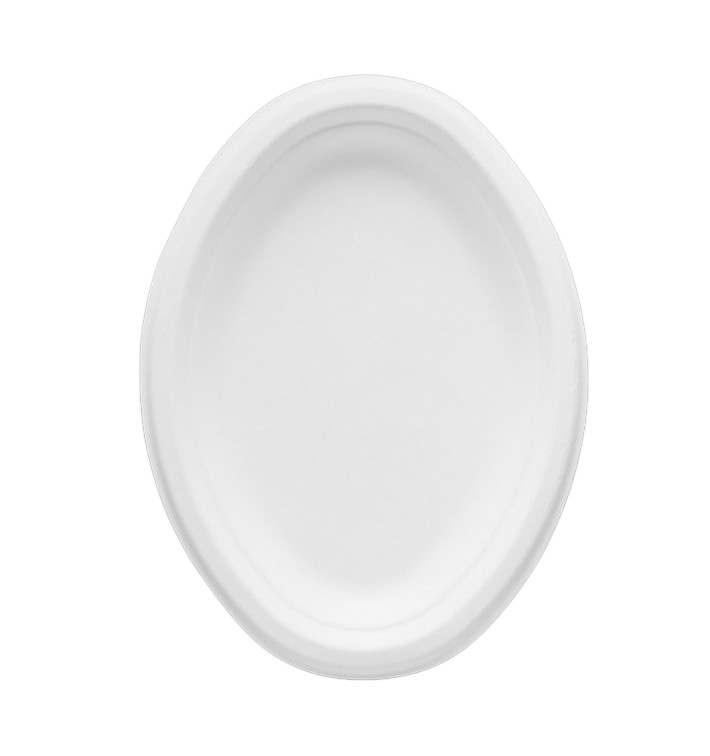 Plateau Canne à Sucre Bagasse Blanc 25,4x17,5 cm (500 Utés)