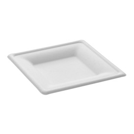 Assiette Carrée Canne à Sucre Blanc 260x260mm (320 Utés)