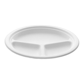 Assiette Canne à Sucre Bagasse 3C Blanc Ø23 cm (50 Utés)