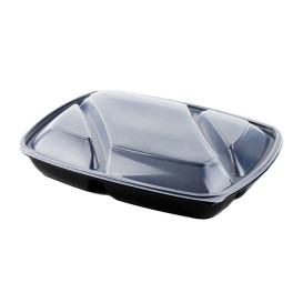 Plastic Deksel voor Deli Container PP Rechthoekige vorm 3C zwart 28x20cm (150 stuks)