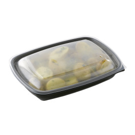 Plastic Deksel voor Deli Container PP Rechthoekige vorm zwart 28x20cm (50 stuks) 