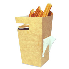 Boîte à Churros et Chocolat Kraft 78x78x179mm (25 Utés)