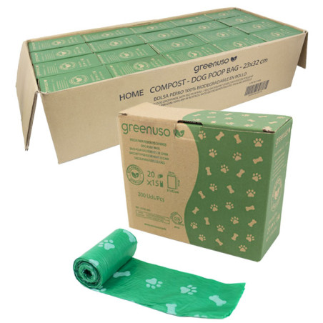 Sac Compostable 23x32cm Chiens Biodégradables Rouleaux R20x15 (6.000 Utés)