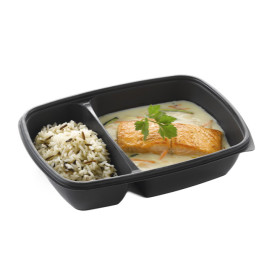 Plastic deli Container PP 2C zwart 900ml 23x16,5x5cm (75 stuks) 