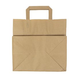 Sac Papier Kraft avec Anses Plates 70g/m² 26+18x26cm (250 Utés)