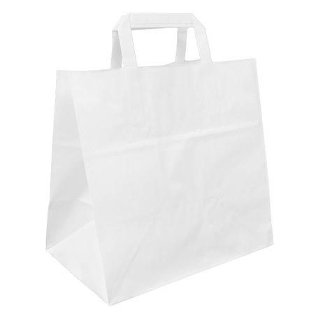 Sac Papier Blanc avec Anses Plates 70g/m² 26+17x25cm (250 Utés)