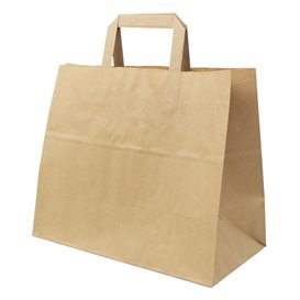 Sac Papier Kraft avec Anses Plates 70g/m² 32x22x26cm (250 Utés)