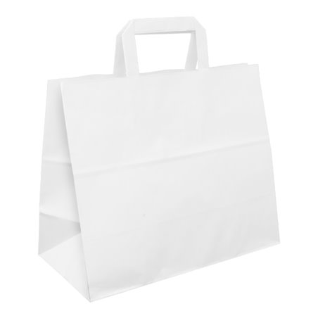 Sac Papier Blanc avec Anses Plates 80g/m² 32+16x27cm (25 Utés)