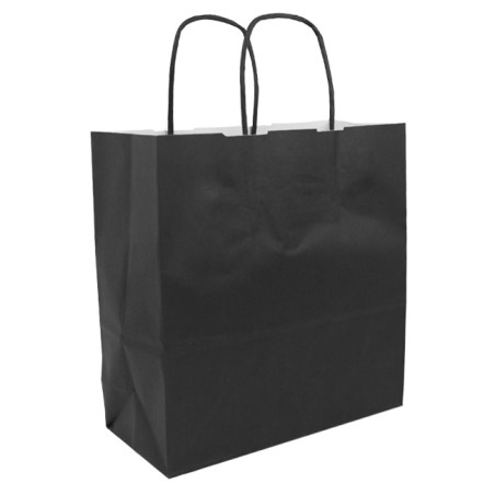 Sac en papier Kraft Noir avec Anses 100g/m² 22+9x23cm (250 Utés)