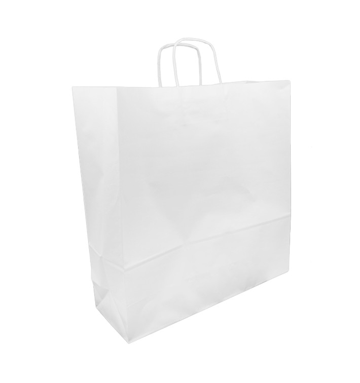 Sac en papier Blanc avec Anses Kraft 100g/m² 44+15x46cm (25 Utés)