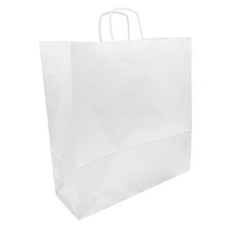 Sac en papier Blanc avec Anses Kraft 100g/m² 44+15x46cm (25 Utés)