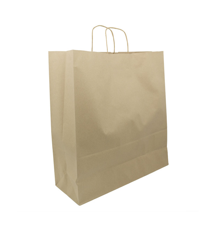 Sac en Papier Kraft Marron avec Anses 100g/m² 44+15x46cm (25 Utés)