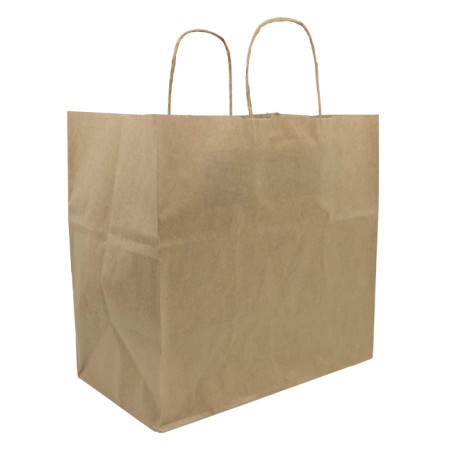 Sac en Papier Kraft Marron avec Anses 115g/m² 27+16x31cm (250 Utés)