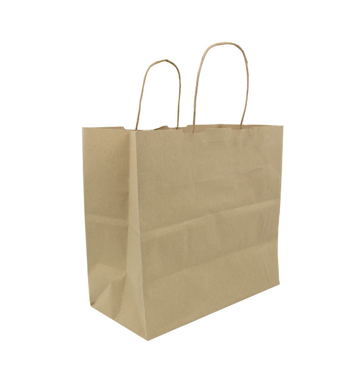 Sac en papier Kraft Marron avec Anses 100g/m² 27+14x26cm (200 Utés)