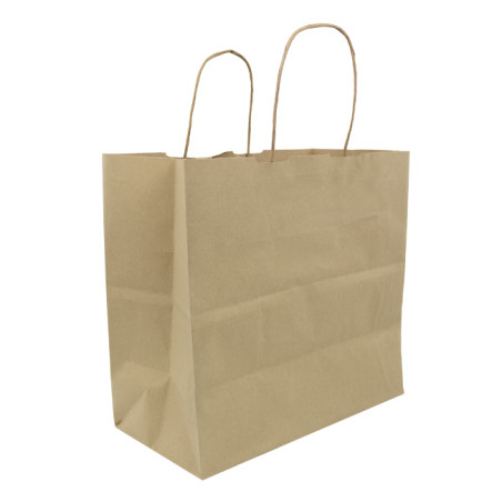 Sac en papier Kraft Marron avec Anses 115g/m² 28+11x32cm (250 Utés)