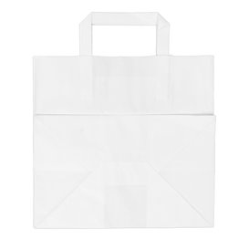 Sac Papier Blanc avec Anses Plates 70g/m² 26+18x26cm (250 Utés)