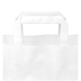 Sac Papier Blanc avec Anses Plates 70g/m² 32+22x26cm (50 Utés)