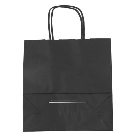 Sac en papier Kraft Noir avec Anses 100g/m² 22+9x23cm (250 Utés)