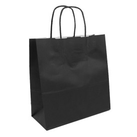 Sac en papier Kraft Noir avec Anses 100g/m² 22+9x23cm (250 Utés)