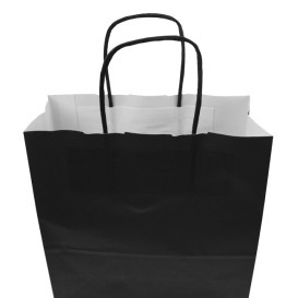 Sac en papier Kraft Noir avec Anses 100g/m² 22+9x23cm (250 Utés)