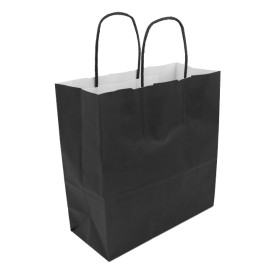 Sac en papier Kraft Noir avec Anses 100g/m² 22+9x23cm (250 Utés)