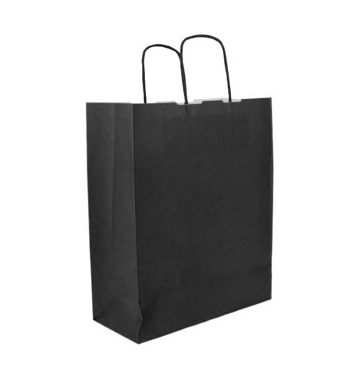 Sac en papier SOS Noir avec Anses 100g/m² 25+11x31cm (25 Utés)