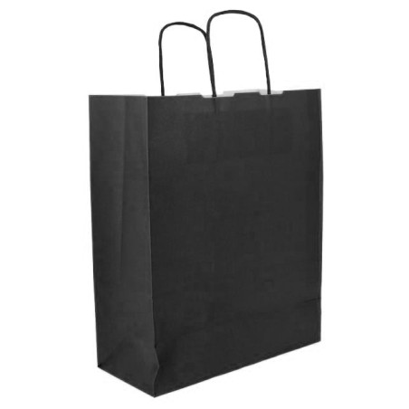 Sac en papier SOS Noir avec Anses 100g/m² 25+11x31cm (25 Utés)