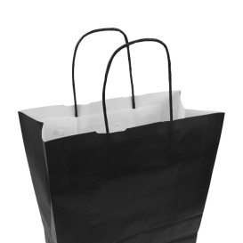 Sac en papier SOS Noir avec Anses 100g/m² 25+11x31cm (25 Utés)