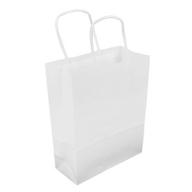 Papieren zak met handgrepen kraft wit 100g/m² 18+8x24cm (300 stuks)