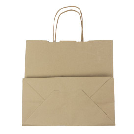 Sac en papier Kraft Marron avec Anses 100g/m² 27+14x26cm (200 Utés)