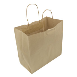 Sac en papier Kraft Marron avec Anses 100g/m² 27+14x26cm (200 Utés)