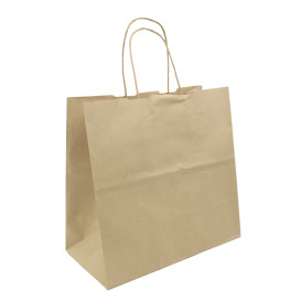 Sac en papier Kraft Marron avec Anses 100g/m² 27+14x26cm (200 Utés)