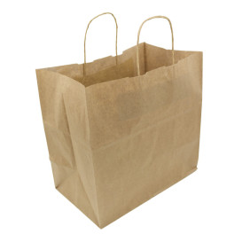 Sac en Papier Kraft Marron avec Anses 80g/m² 30+18x29cm (250 Utés)