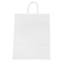 Sac en papier Blanc avec Anses Kraft 100g/m² 32+12x41cm (25 Utés)