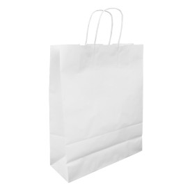 Sac en papier Blanc avec Anses Kraft 100g/m² 32+12x41cm (25 Utés)