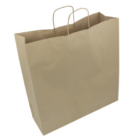 Sac en Papier Kraft Marron avec Anses 100g/m² 44+15x46cm (25 Utés)