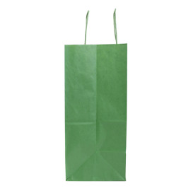 Sac en Papier Kraft Vert avec Anses 80g/m² 26+14x32cm (50 Utés)