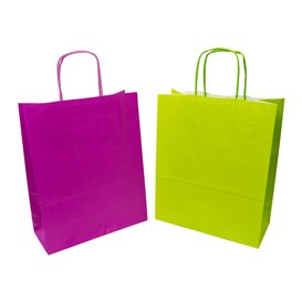 Sac en papier fuchsia avec poignées 100g/m² 22+9x23cm (25 pcs)