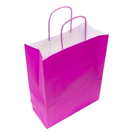 Sac en papier fuchsia avec poignées 100g/m² 22+9x23cm (25 pcs)