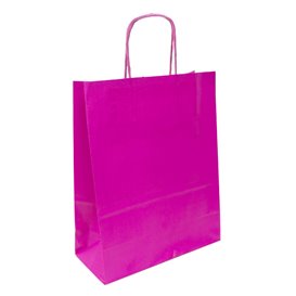 Sac en papier fuchsia avec poignées 100g/m² 22+9x23cm (25 pcs)