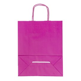 Sac en papier fuchsia avec poignées 100g/m² 22+9x23cm (200 unités)