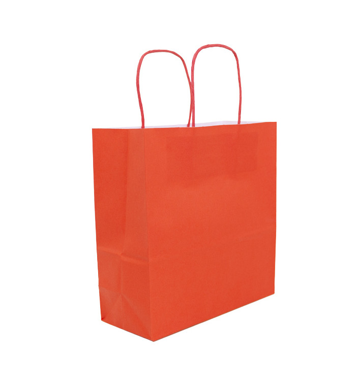 Sac en Papier Kraft Rouge avec Anses 100g/m² 22+9x23cm (250 Utés)